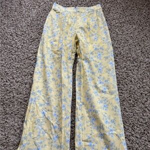 Floral Yellow and Blue Women's Trousers